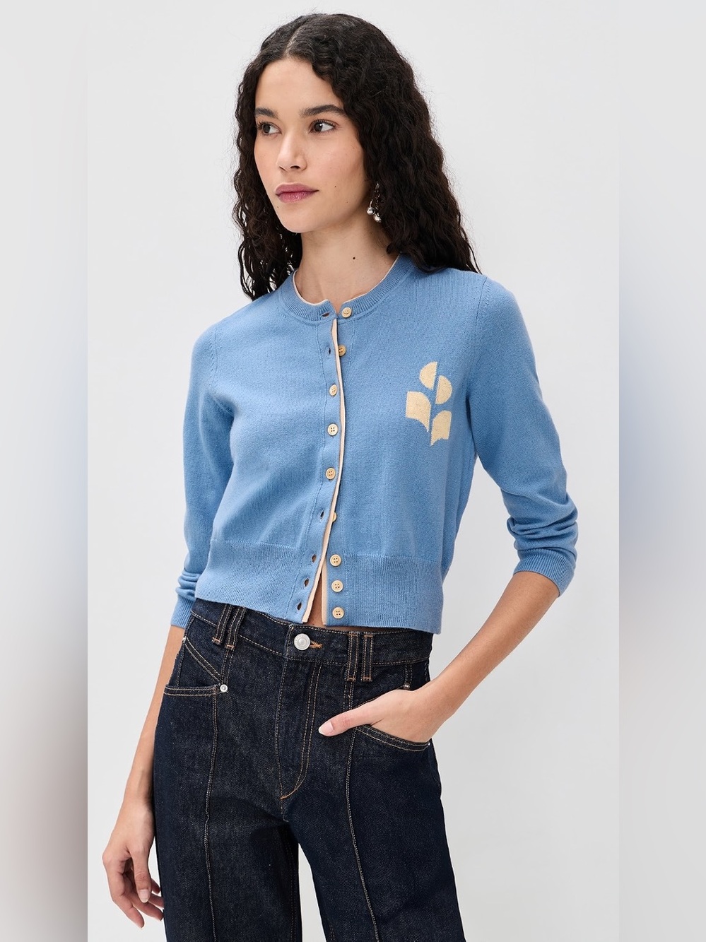 ISABEL MARANT Lona Cardigan in Dusky Blue 36